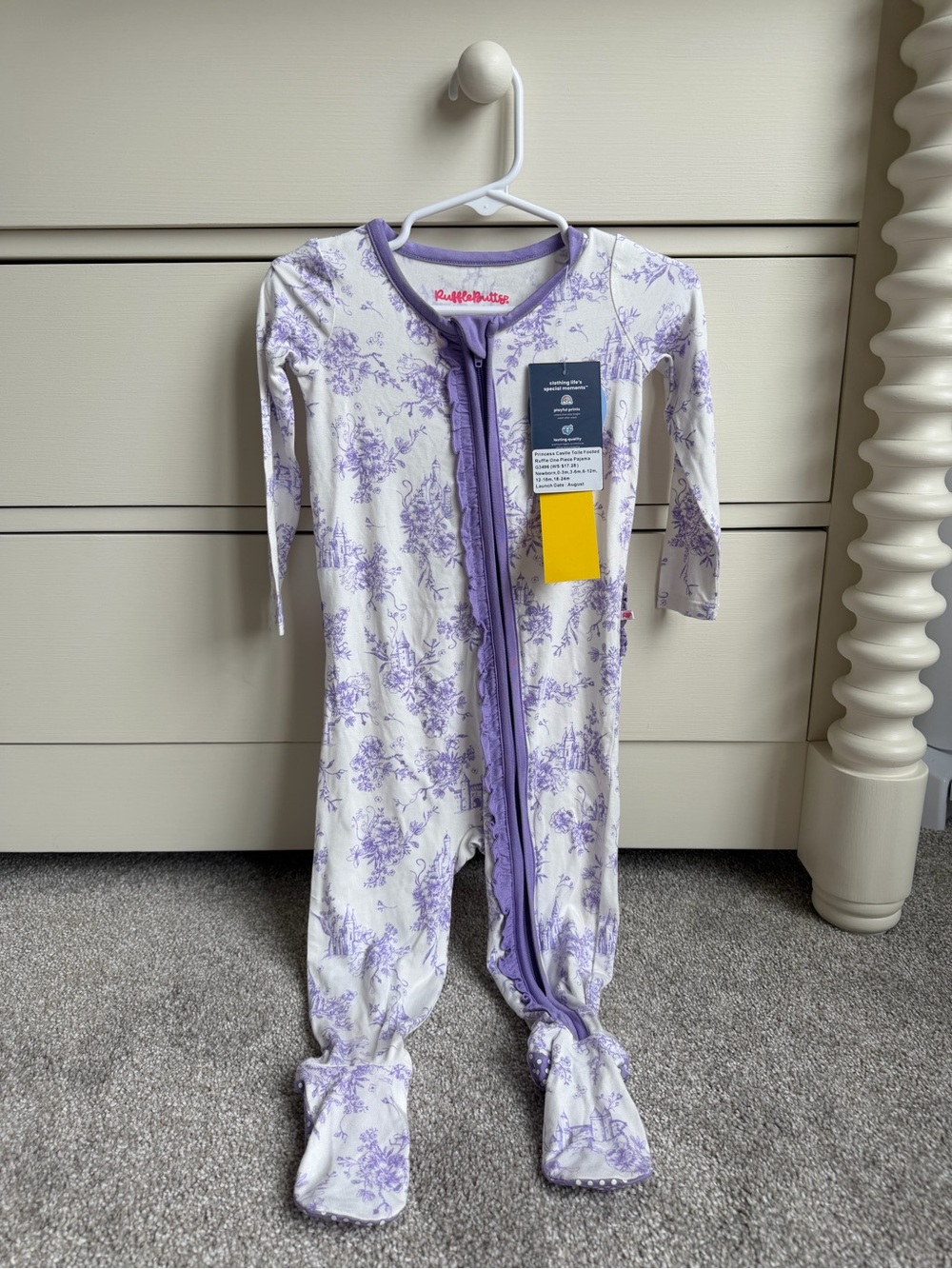 Ruffle Butts Purple Toile Footed Zippy